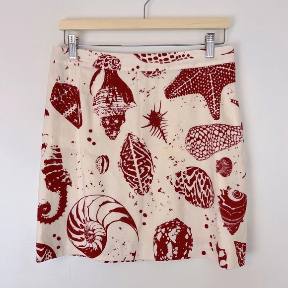 Rebecca Taylor Sea Shore Linen Mini Skirt Cream Wine Resort Vacation Island NWOT - Picture 1 of 6
